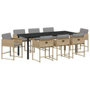 Have Spisebordssæt med pude 9 pcs Beige polyrattan