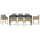 Have Spisebordssæt med pude 9 pcs Beige polyrattan