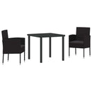 Have Spisebordssæt med pude 3 pcs Sort polyrattan