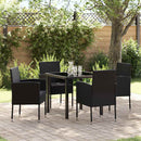 Have Spisebordssæt med pude 5 pcs Sort polyrattan