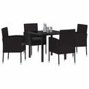 Have Spisebordssæt med pude 5 pcs Sort polyrattan