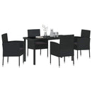 Have Spisebordssæt med pude 5 pcs Sort polyrattan