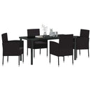 Have Spisebordssæt med pude 5 pcs Sort polyrattan