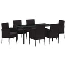 Have Spisebordssæt med pude 7 pcs Sort polyrattan