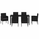 Have Spisebordssæt med pude 7 pcs Sort polyrattan