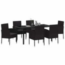 Have Spisebordssæt med pude 7 pcs Sort polyrattan