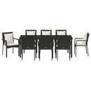Have Spisebordssæt med pude 9 pcs Sort polyrattan