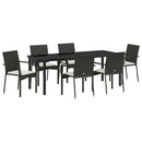 Have Spisebordssæt med pude 7 pcs Sort polyrattan