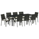 Have Spisebordssæt med pude 9 pcs Sort polyrattan