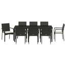 Have Spisebordssæt med pude 9 pcs Sort polyrattan