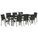 Have Spisebordssæt med pude 9 pcs Sort polyrattan