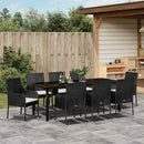 Have Spisebordssæt med pude 9 pcs Sort polyrattan