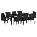 Have Spisebordssæt med pude 9 pcs Sort polyrattan