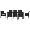 Have Spisebordssæt med pude 9 pcs Sort polyrattan