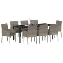 Have Spisebordssæt med pude 9 pcs Grå polyrattan