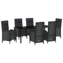 Have Spisebordssæt med pude 7 pcs Sort polyrattan