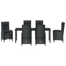 Have Spisebordssæt med pude 7 pcs Sort polyrattan