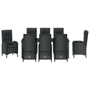 Have Spisebordssæt med pude 9 pcs Sort polyrattan
