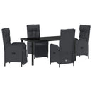 Have Spisebordssæt med pude 5 pcs Sort polyrattan