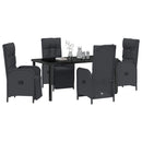Have Spisebordssæt med pude 5 pcs Sort polyrattan