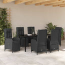Have Spisebordssæt med pude 7 pcs Sort polyrattan