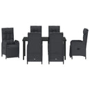 Have Spisebordssæt med pude 7 pcs Sort polyrattan