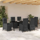 Have Spisebordssæt med pude 7 pcs Sort polyrattan