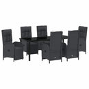 Have Spisebordssæt med pude 7 pcs Sort polyrattan