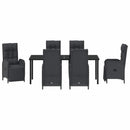 Have Spisebordssæt med pude 7 pcs Sort polyrattan