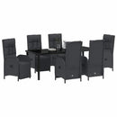 Have Spisebordssæt med pude 7 pcs Sort polyrattan
