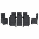 Have Spisebordssæt med pude 9 pcs Sort polyrattan