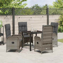 Have Spisebordssæt med pude 5 pcs Grå polyrattan