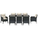 Have Spisebordssæt 9 stk. Sort polyrattan