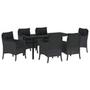 Have Spisebordssæt med pude 7 pcs Sort polyrattan