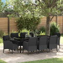 Have Spisebordssæt med pude 9 pcs Sort polyrattan