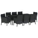 Have Spisebordssæt med pude 9 pcs Sort polyrattan