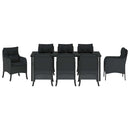 Have Spisebordssæt med pude 9 pcs Sort polyrattan