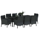Have Spisebordssæt med pude 9 pcs Sort polyrattan