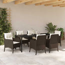 Have Spisebordssæt med pude 7 pcs Brun polyrattan