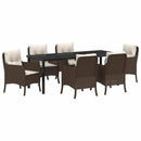 Have Spisebordssæt med pude 7 pcs Brun polyrattan