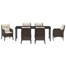 Have Spisebordssæt med pude 7 pcs Brun polyrattan