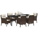 Have Spisebordssæt med pude 7 pcs Brun polyrattan