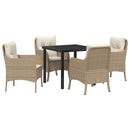Have Spisebordssæt med pude 5 pcs Beige polyrattan