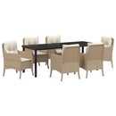 Have Spisebordssæt med pude 7 pcs Beige polyrattan