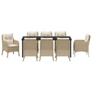 Have Spisebordssæt med pude 9 pcs Beige polyrattan
