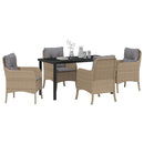 Have Spisebordssæt med pude 5 pcs Beige polyrattan