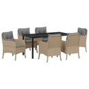 Have Spisebordssæt med pude 7 pcs Beige polyrattan