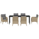 Have Spisebordssæt med pude 7 pcs Beige polyrattan