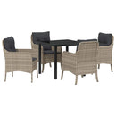 Have Spisebordssæt med pude 5 pcs Lysegrå polyrattan