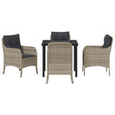Have Spisebordssæt med pude 5 pcs Lysegrå polyrattan